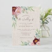 ほこり素朴バラボホウォーター色フローラ緑 招待状 (スタンド正面)