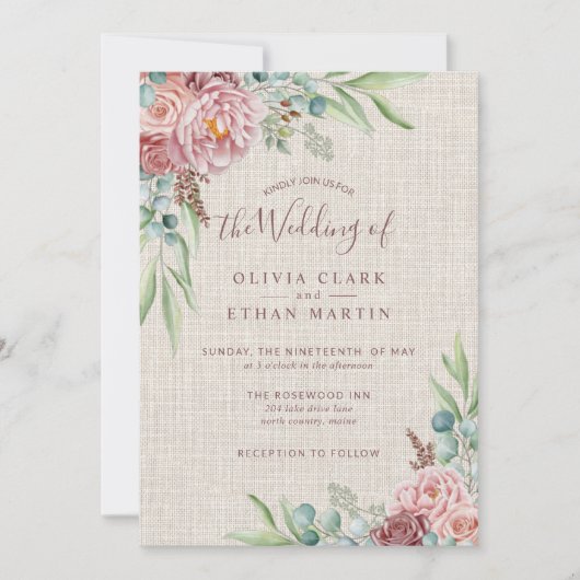 ほこり素朴バラボホウォーター色フローラ 招待状 (正面)