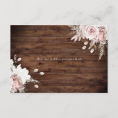 ほこり素朴バラ赤面フローラ結婚詳細 エンクロージャーカード (裏面)
