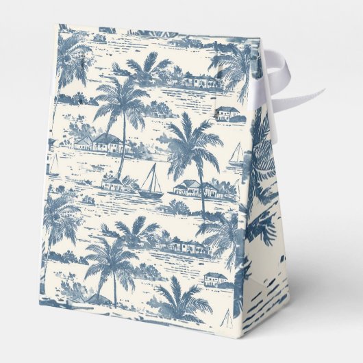 ほこり絵を描青柄ギフトボックス付き弓 フェイバーボックス (裏面サイド)