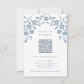 ほこり魅力的青フォーク花フローラQRコード 出欠カード (正面)