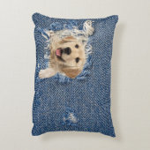 ほころびたデニムホールのゴールデンレトリバー アクセントクッション (裏面(縦))