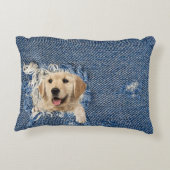 ほころびたデニムホールのゴールデンレトリバー アクセントクッション (裏面)