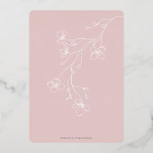 ほこシンプルのバラモダンフローラバラ金ゴールド結婚の 箔招待状 (裏面)