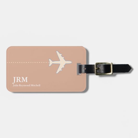 ほこパーソナライズされたのフェミニンバラ飛行機旅行 ラゲッジタグ (正面横)