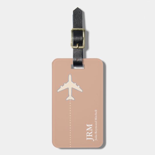 ほこパーソナライズされたのフェミニンバラ飛行機旅行 ラゲッジタグ (正面縦)