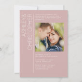 ほこモダンミニマルのバラ婚約パーティ写真 招待状 (正面)