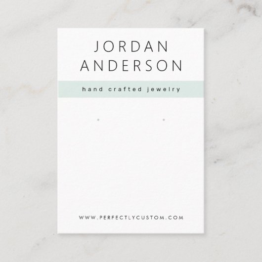 ほこモダン淡い色のろ海緑の白いイヤリングカード 名刺 (正面)