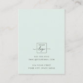 ほこモダン淡い色のろ海緑の白いイヤリングカード 名刺 (裏面)