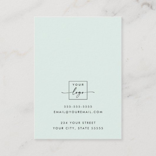 ほこモダン淡い色のろ海緑の白いイヤリングカード 名刺 (裏面)