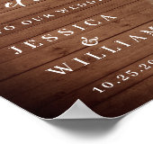 ほっこりとした木製のランタンとバラのウェルカムウェディング ポスター (角)