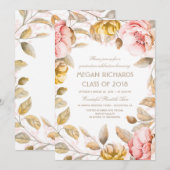 ほっこりとゴールドの花の水彩ボヘミアングラデュエーション 招待状 (正面/裏面)