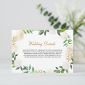ほっこりゴールドの水彩画の花輪　披露宴の詳細 エンクロージャーカード (スタンド正面)