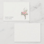 ほっこりシルバー花柄少女ダンサー ダンスアカデミーロゴ ノートカード (正面/裏面)