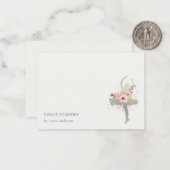 ほっこりシルバー花柄少女ダンサー ダンスアカデミーロゴ ノートカード (正面/裏面インサイチュ)