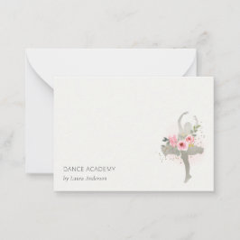 ほっこりシルバー フラワーの少女 ダンサー ダンスアカデミーのロゴ ノートカード