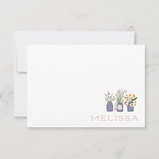 ほっこりパープルの花のカートに合うメイソンジャー サンキューカード (裏面)