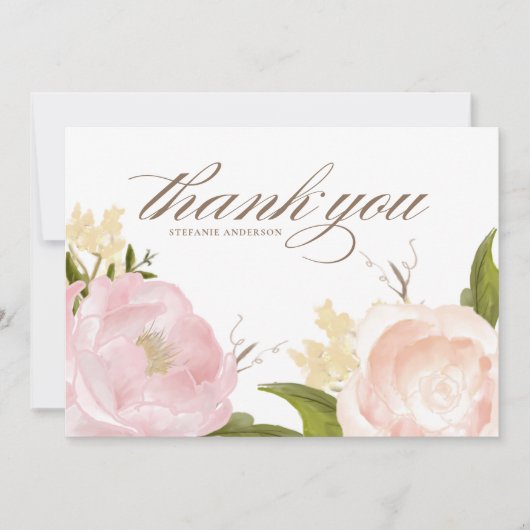 ほっこりピンクのガーデンローズ ボタニカル 卒業 サンキューカード (正面)