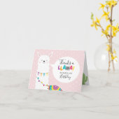 ほっこりピンクのラマとサボテンの写真ありがとうカード カード (黄色い花)