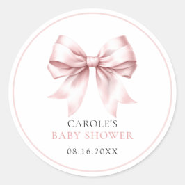 ほっこりピンクのリボン 赤ちゃん女の子のお祝い ラウンドシール