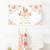 ほっこりピンクの花と動物のウェルカムベイビー 横断幕 (インサイチュ)