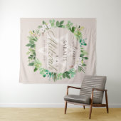 ほっこりピンクの葉のリース スターバツミツバ祭り歓迎 タペストリー (インサイチュ(横))