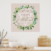 ほっこりピンクの葉のリース スターバツミツバ祭り歓迎 ポスター (キッチン)