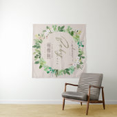 ほっこりピンクの葉の水彩ベイビーシャワーの歓迎 タペストリー (インサイチュ(横))