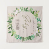 ほっこりピンクの葉 水彩 ベイビーシャワー ウェルカム タペストリー (正面(横))