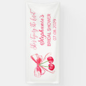 ほっこりピンクの蝶結び 彼女は結婚する ブライダルシャワー 横断幕 (縦)