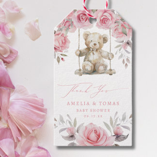 ほっこりフラワーティディベア 赤ちゃん女の子 サンクス ギフトタグ