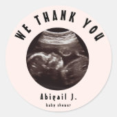 ほっこりベビーシャワー超音波写真ありがとう ラウンドシール (正面)