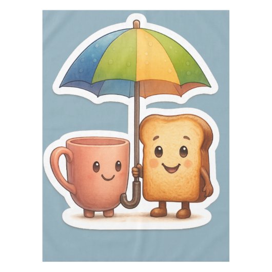 ほっこりモーニングデュオ ☕🍞 テーブルクロス (正面)
