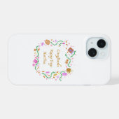 ほっこり本、雨の日、ホットティー iPhone 15ケース (裏面横)