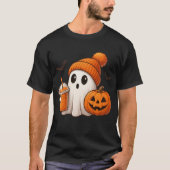 ほっこり秋のハロウィン – かわいいおばけのパンプキン Tシャツ (正面)