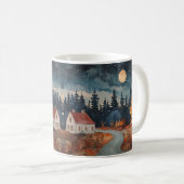 ほっこり秋の別荘 秋の夜 水彩画アート コーヒーマグカップ (正面右)