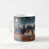 ほっこり秋の別荘 秋の夜 水彩画アート コーヒーマグカップ (正面左)