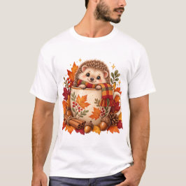 ほっこり秋ハリネズミコーヒーカップTシャツ Tシャツ