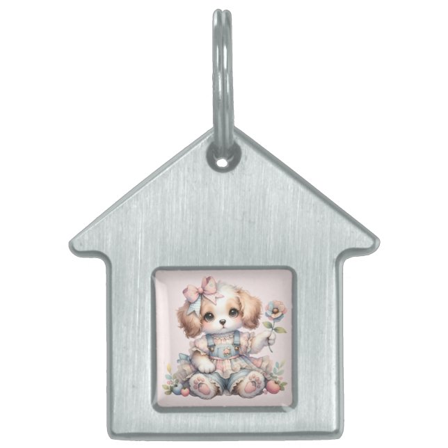 ほっこり かわいい コテージコア ファームコア ぱぴー スタイル ペットネームタグ (正面)