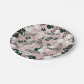 ほっこり タウペ 綿 花 緑 Rustic ウェディング ペーパープレート (アングル)