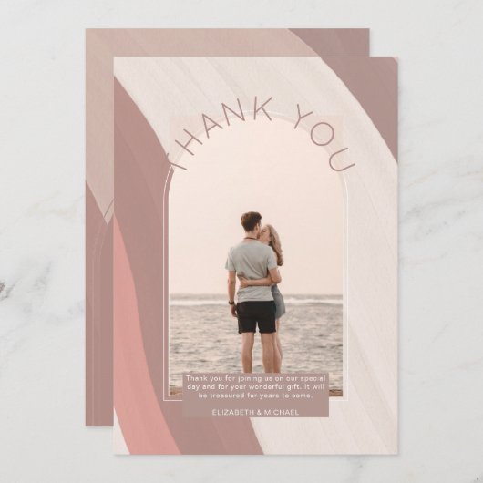 ほっこコンテンポラリーりストライプの写真ありがとう 招待状 (正面/裏面)