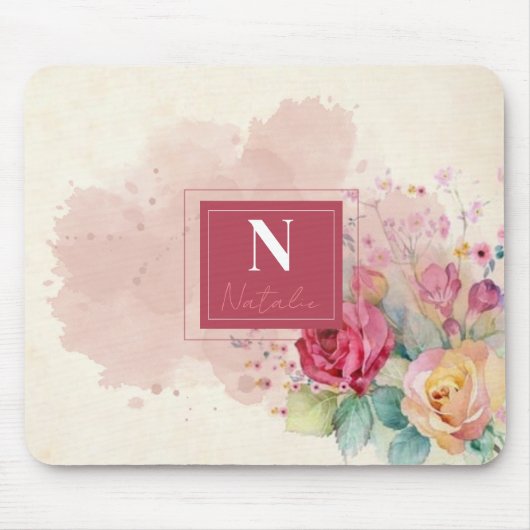 ほっこモダンろフローラlバエレガント縁どルグルピンク マウスパッド (正面)