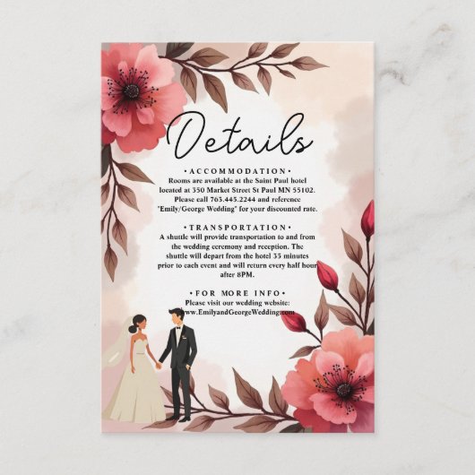 ほっそエレガントバラ新郎新婦フローラズ結婚 エンクロージャーカード (正面)