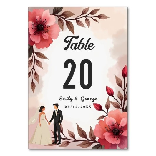 ほっそエレガントバラ新郎新婦フローラズ結婚 テーブルナンバー (裏面)