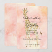 ほっぺがピンクのキリン 招待状 (正面/裏面)