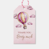 ほっぺが赤いクマちゃん ピンクの雲 赤ちゃんの女の子への感謝 ギフトタグ (正面)