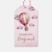 ほっぺが赤いクマちゃん ピンクの雲 赤ちゃんの女の子への感謝 ギフトタグ (裏面)