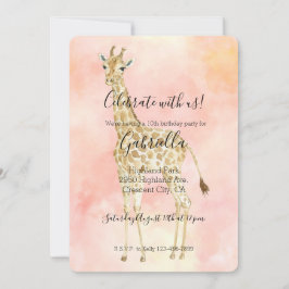 ほっぺが赤いピンクのキリン 招待状