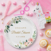 ほっぺが赤くなるようなゴールドの花柄 ブランシュとバブル ペーパープレート (パーティー)