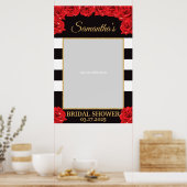 ほっぺが赤くなるような赤いバラとゴールドのブライダルシャワーの写真小道具 ポスター (キッチン)